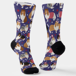 Chaussette Motif Patriotique Rough Collie