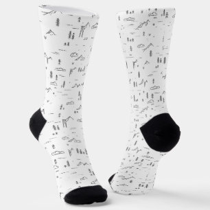 Chaussette Motif paysager des lignes de bois géométriques