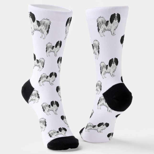 Chaussette Motif Phalène en noir et blanc Chien amateur (Angulaire)