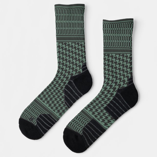 Chaussette Motif pied-de-poule olive moderne atténué (Gauche)