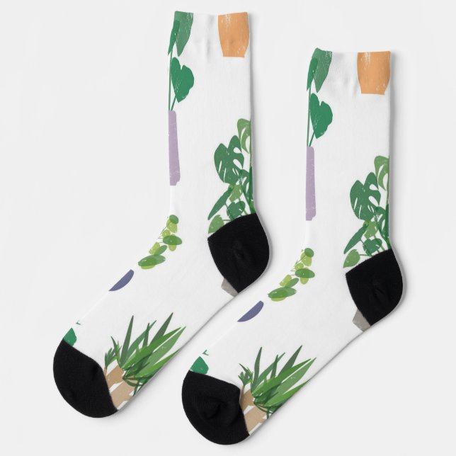 Chaussette motif plante (Gauche)