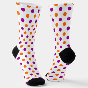 Chaussette Motif Points Blancs Violet Orange