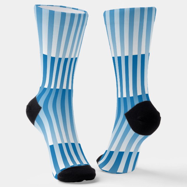 Chaussette Motif rayé bleu blanc (Angulaire)