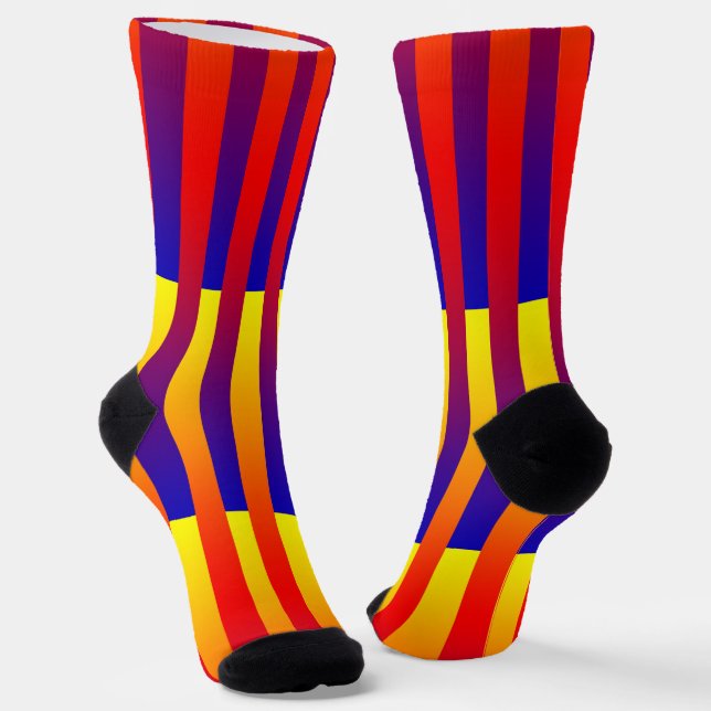 Chaussette Motif rayé bleu rouge jaune (Angulaire)
