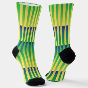 Chaussette Motif rayé bleu vert jaune
