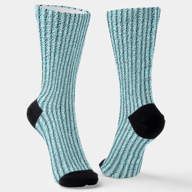 Chaussette Motif rayé en corduroy aqua décontracté  (Angulaire)