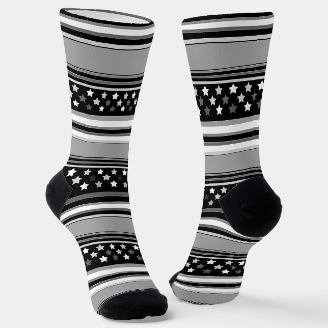 Chaussette Motif rayé horizontal avec des étoiles (Angulaire)