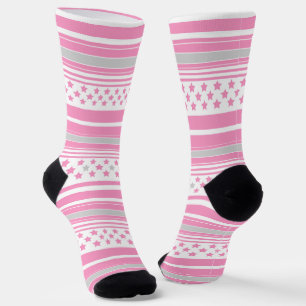 Chaussette Motif rayé rose avec étoiles