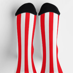 Chaussette Motif rayé rouge et blanc vibrant