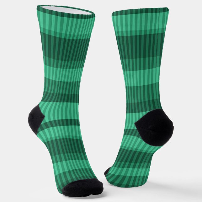 Chaussette Motif rayé vertical de nuances vertes (Angulaire)