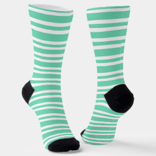 Chaussette Motif rayures blanches Aquamarine
