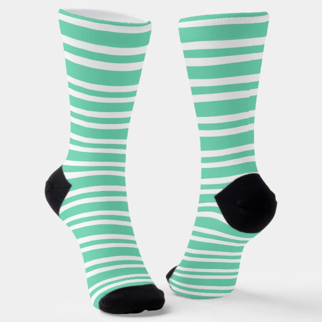Chaussette Motif rayures blanches Aquamarine (Angulaire)