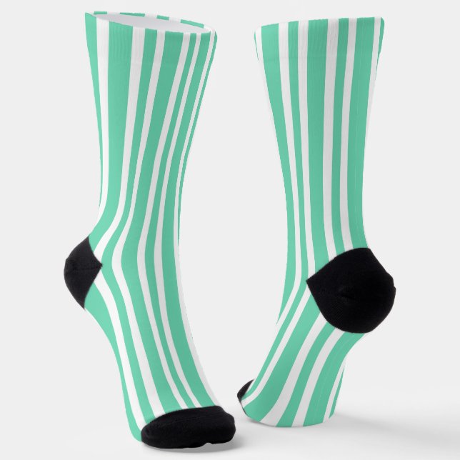 Chaussette Motif rayures blanches Aquamarine (Angulaire)