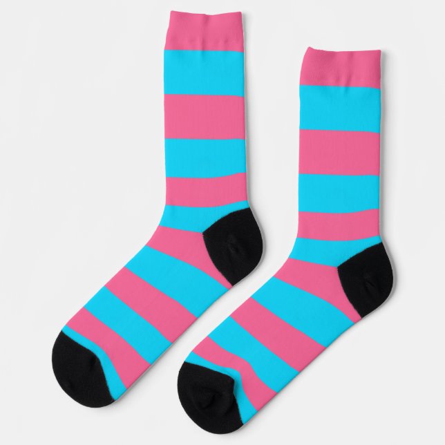 Chaussette Motif rayures bleues roses  (Gauche)