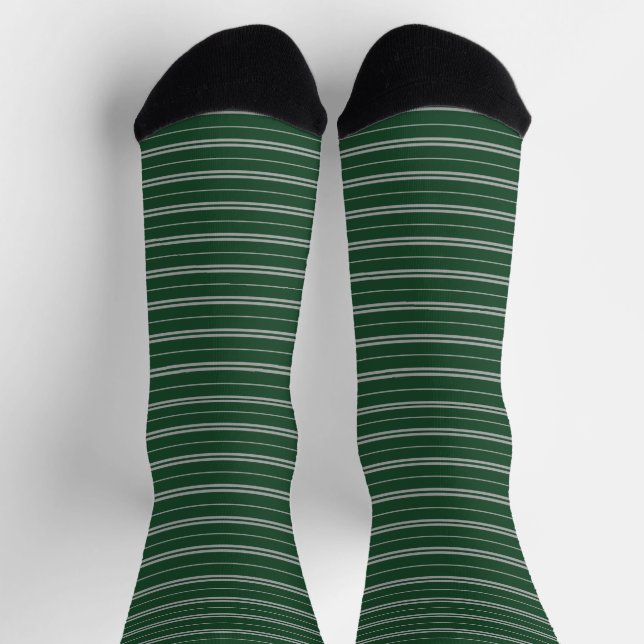 Chaussette Motif rayures grises sur fond vert classique (Haut)