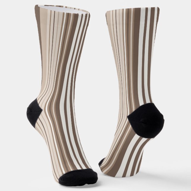 Chaussette Motif rayures tons terre neutres Design  (Angulaire)