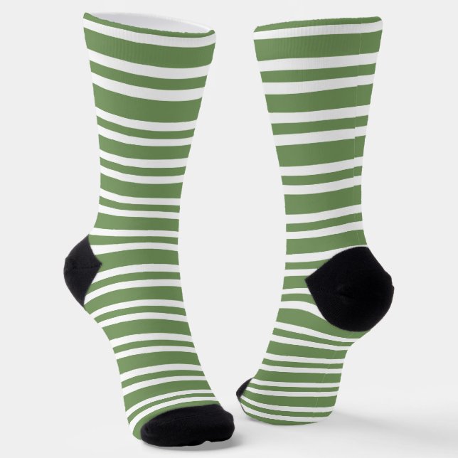 Chaussette Motif rayures vertes blanches (Angulaire)