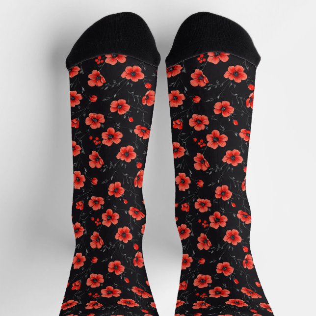 Chaussette Motif Red Poppy (Haut)