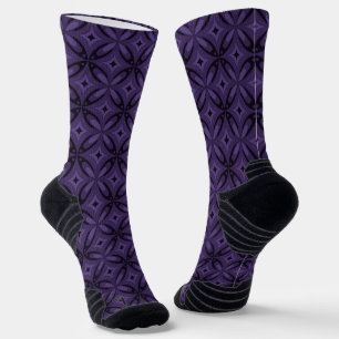Chaussette Motif Rétro de Couleur Violet Foncé