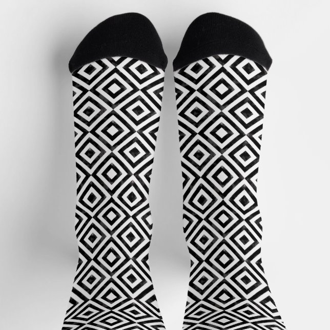 Chaussette Motif Rhombic noir et blanc (Haut)