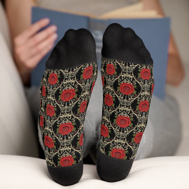 Chaussette Motif Roses Gothiques (Fond)