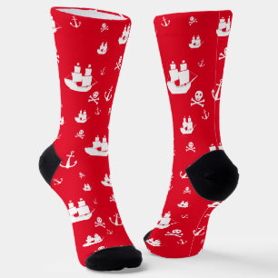 Chaussette Motif rouge Ancre pirate