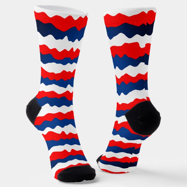 Chaussette Motif Rouge, Blanc et Bleu (Angulaire)