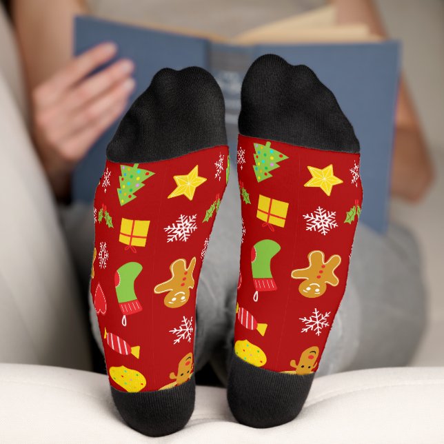 Chaussette Motif rouge de Noël coloré (Fond)
