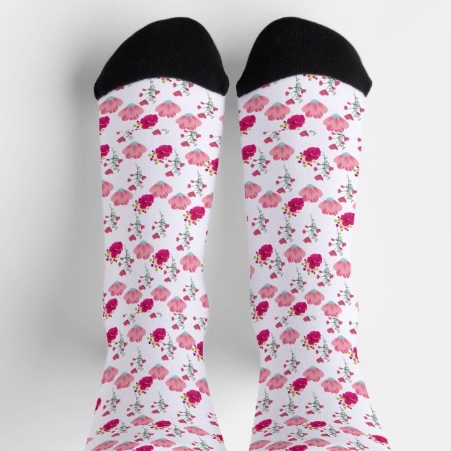 Chaussette Motif rouge et rose élégant (Haut)