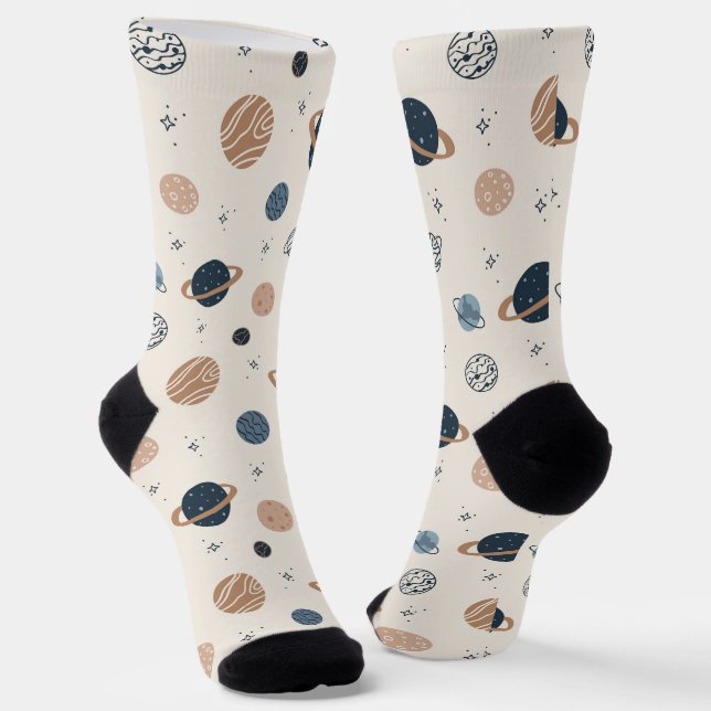 Chaussette Motif sans couture à main avec planètes (Angulaire)