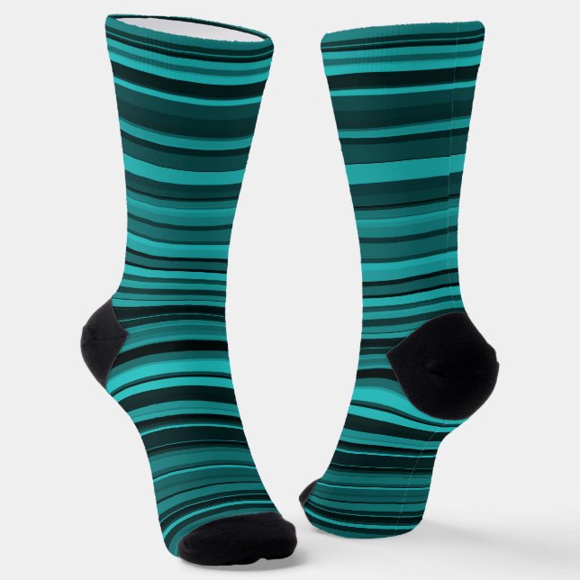 Chaussette Motif sans couture à rayures noir sarcelle (Angulaire)