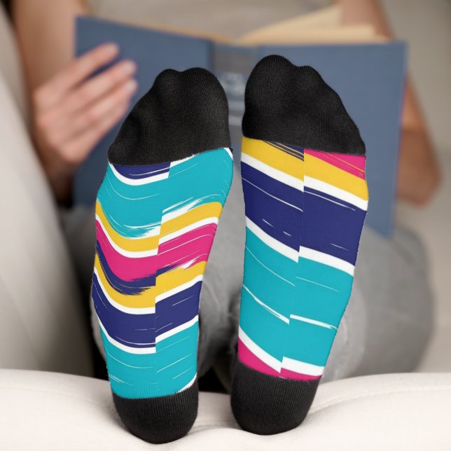 Chaussette Motif sans couture à rayures ondulées rétro (Fond)