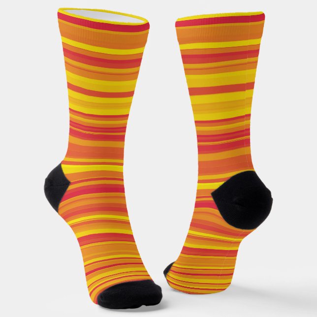 Chaussette Motif sans couture à rayures orange rouge jaune (Angulaire)
