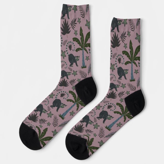 Chaussette Motif sans couture Animaux tropicaux singes sauter (Gauche)