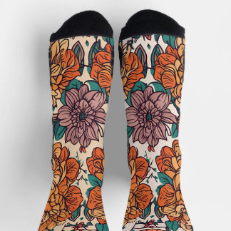 Chaussette motif sans couture avec fleurs