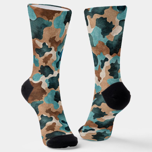 Chaussette Motif sans couture de camouflage aux tons de terre (Angulaire)
