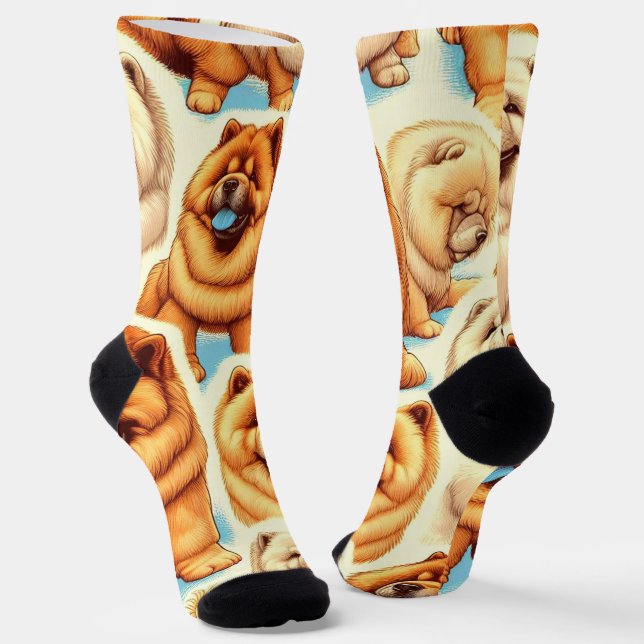 Chaussette Motif sans couture de Chow-Chow Retro (Angulaire)