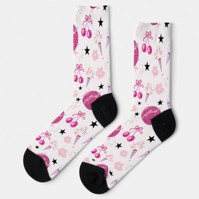 Chaussette Motif sans couture de fête de disco tendance (Gauche)