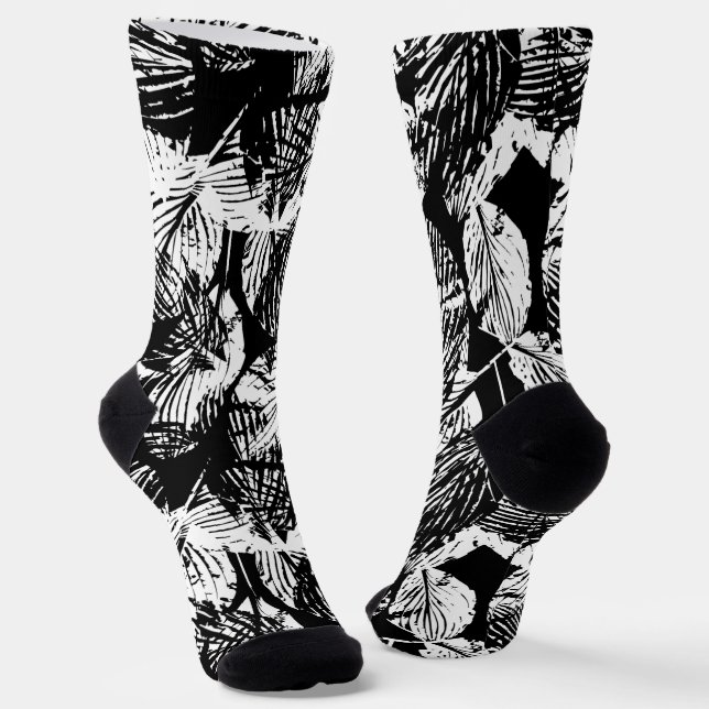 Chaussette Motif sans couture de feuillage de forêt enchanteu (Angulaire)