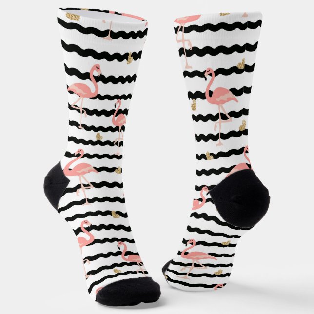Chaussette Motif sans couture de flamant rose mignon (Angulaire)