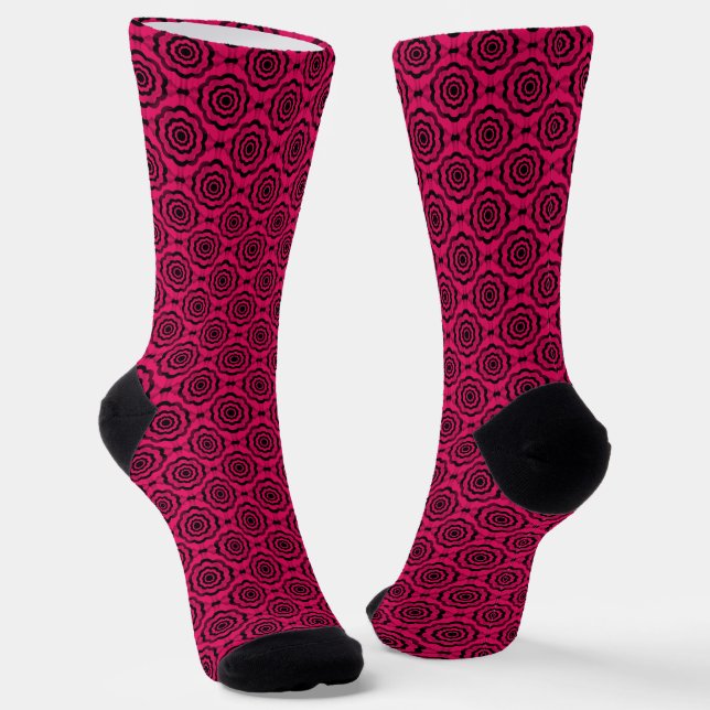 Chaussette Motif sans couture de fleur noire de framboise (Angulaire)