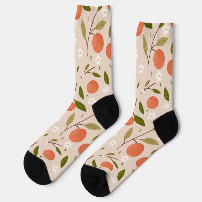 Chaussette Motif sans couture de fleurs d'orange dessinées à  (Gauche)