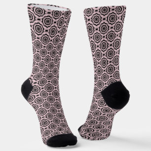 Chaussette Motif sans couture de fleurs roses et noires