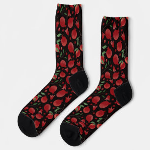Chaussette Motif sans couture de fruits de grenade dessinés à