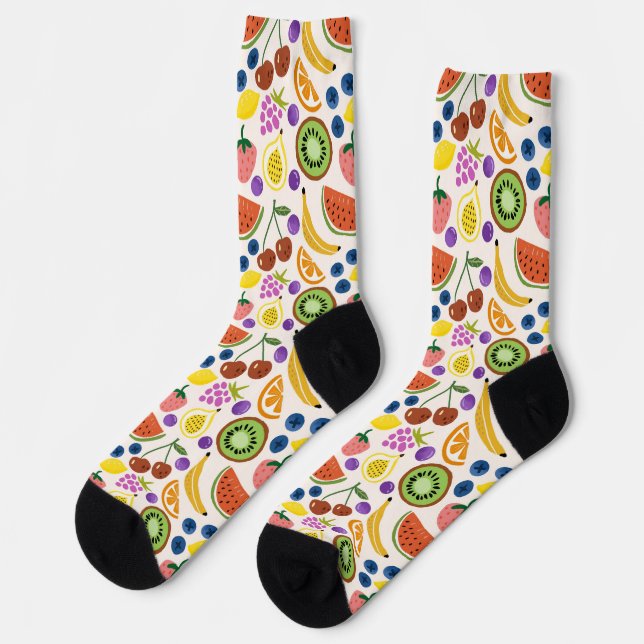 Chaussette Motif sans couture de fruits gribouillés mignons (Gauche)