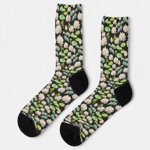 Chaussette Motif sans couture de lotus rose à l'aquarelle