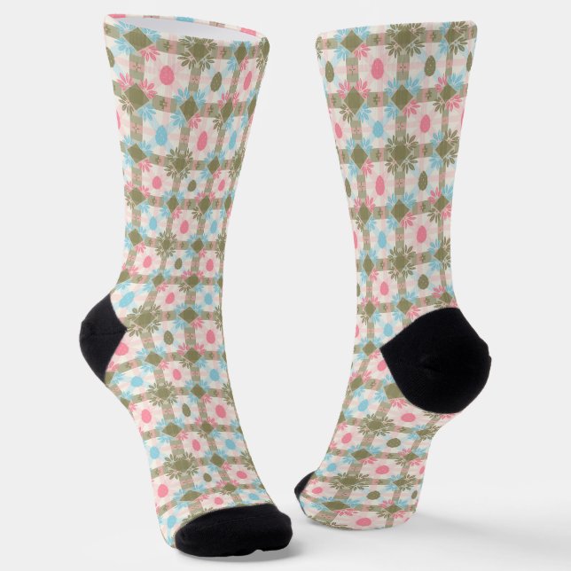 Chaussette Motif sans couture d'œufs de Pâques pastel (Angulaire)