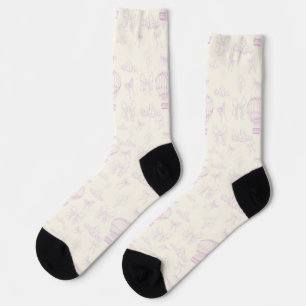 Chaussette Motif sans couture montgolfière et rubans Toile