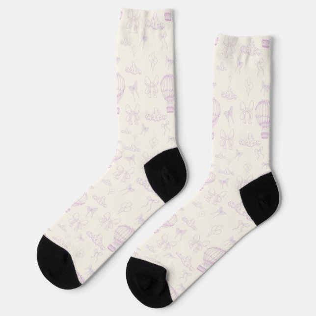 Chaussette Motif sans couture montgolfière et rubans Toile (Gauche)