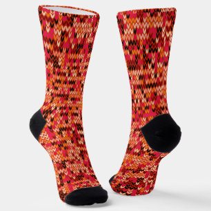 Chaussette Motif scandinave abstrait vêtu à l'ombre rouge